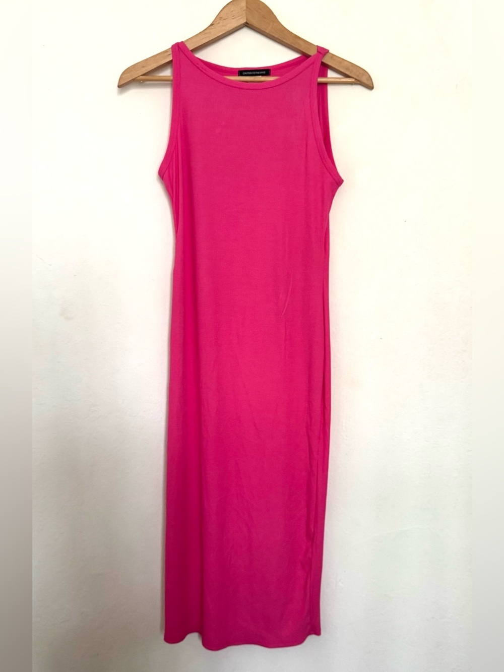 Caution to the Wind Sleeveless Ribbed Midi-Maxi Dress in Hot Pink Sz M